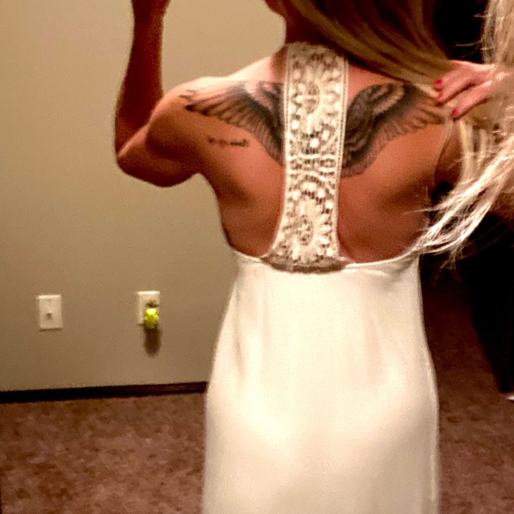 Chiffon Cami Dress with Crochet Racerback